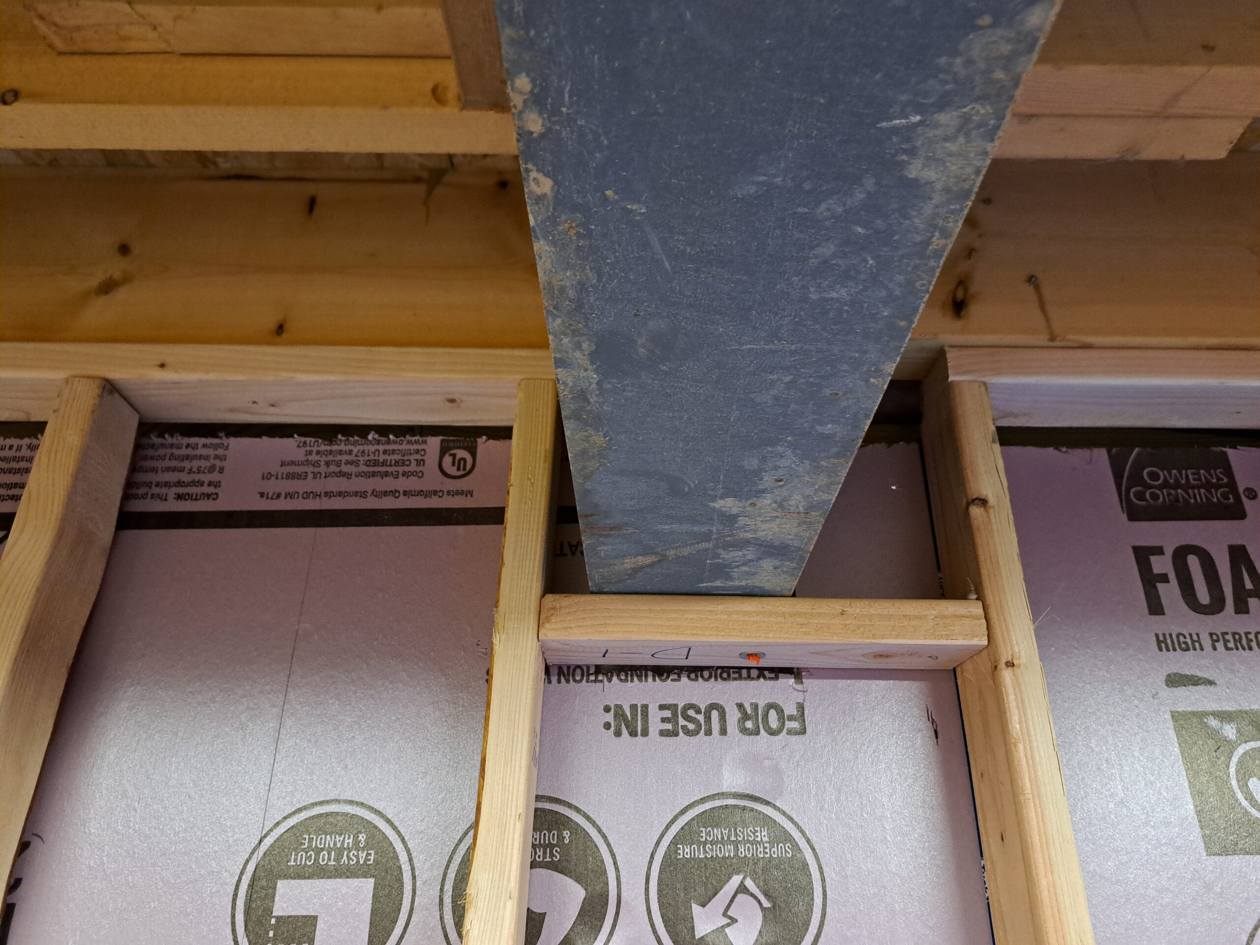 Wall framed under beam
